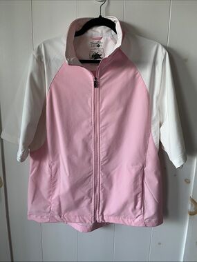 Second Skin Pink and White Zip-Front Jacket